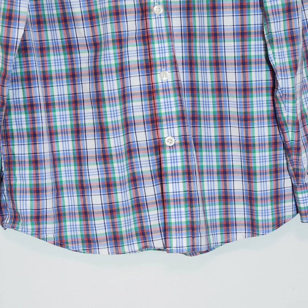 Vineyard Vines Boy's Plaid Button-Down Shirt in Blue and Green Size Medium
